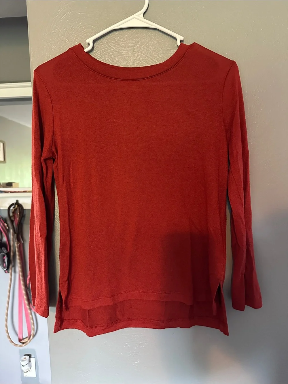 Old Navy Rust Red Long-Sleeve Layered Hem Tee